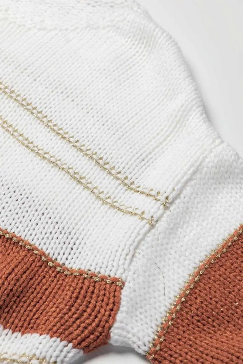 Striped Round Neck Dropped Shoulder Sweater - Love Salve